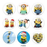 20MM Minions Print glass snaps buttons
