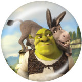 20MM Shrek Print glass snaps buttons