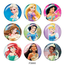 20MM princess Print glass snaps buttons