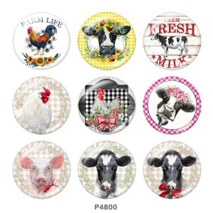 20MM farm Print glass snaps buttons