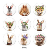 20MM  rabbit Print glass snaps buttons