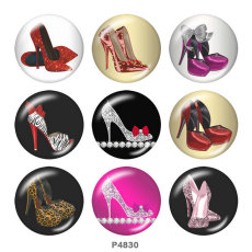 20MM high-heeled shoes Print glass snaps buttons