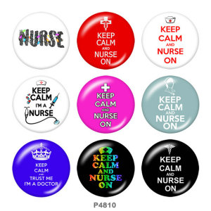 20MM nurse Print glass snaps buttons