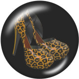 20MM high-heeled shoes Print glass snaps buttons