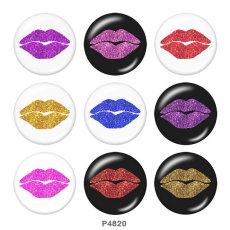 20MM Lips Print glass snaps buttons