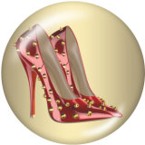 20MM high-heeled shoes Print glass snaps buttons
