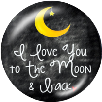 20MM MOON love Print glass snaps buttons