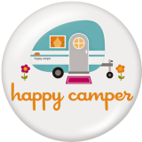20MM car happy camper Print glass snaps buttons