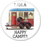 20MM happy camper Print glass snaps buttons