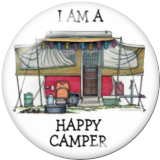 20MM happy camper Print glass snaps buttons