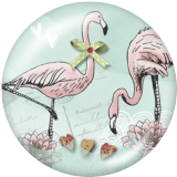 20MM Flamingo LOVE Print glass snaps buttons