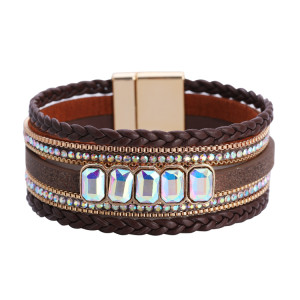 Fashion Bracelet girl Bohemian hand decoration holiday style multi layer leather Crystal Bracelet