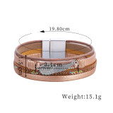 Angel wing personalized retro multi layer magnetic buckle leather bracelet