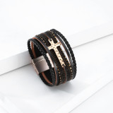 Bohemian style multi-layer chain PV braided cross magnetic clasp Bracelet