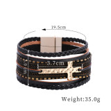 Bohemian style multi-layer chain PV braided cross magnetic clasp Bracelet