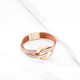 Bohemian multi-layer leather bracelet fashion new color matching magnetic buckle Thin Bracelet