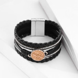 Ethnic style bracelet multi layer leather woven Lafite magnetic clasp Bracelet