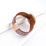 Multi color horse hair ring buckle multi layer magnetic buckle leather bracelet