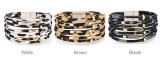 Creative multi Circle Bracelet leopard pattern multi-layer Beaded magnetic buckle leather bracelet