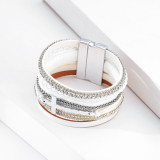 Bohemian National Style Bracelet women's Diamond Cross multi-layer leather magnetic clasp Bracelet