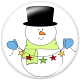 20MM Christmas Snowman  Print glass snaps buttons