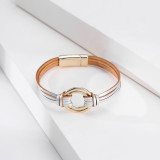 Multi layer leather bracelet fashion color matching magnetic buckle Thin Bracelet