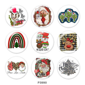 20MM Christmas Print glass snaps buttons