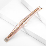 Multi layer copper tube inlaid diamond magnetic clasp Bracelet