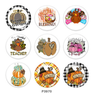 20MM Thanksgiving Print glass snaps buttons