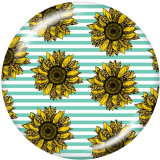 20MM Sunflower Print glass snaps buttons