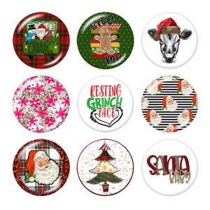 20MM Christmas Print glass snaps buttons