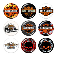 20MM Harley Motors car Print glass snaps buttons