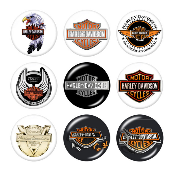 20MM Harley Motors car Print glass snaps buttons