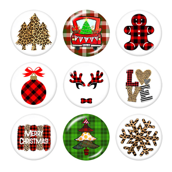 20MM Christmas Print glass snaps buttons