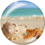 20MM seaside Print glass snaps buttons  Beach Ocean