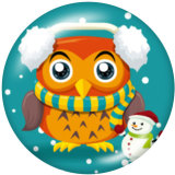 20MM Christmas Owl Print glass snaps buttons