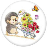 20MM hedgehog Print glass snaps buttons