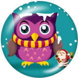 20MM Christmas Owl Print glass snaps buttons