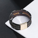 Horse hair multilayer hand woven leopard pattern magnetic clasp Bracelet
