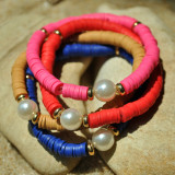 Elastic Pearl Bracelet women's color soft pottery friendship bracelet beach style