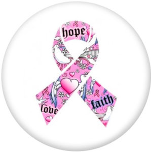 20MM Pink Ribbon glass snaps buttons