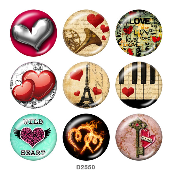 20MM love glass snaps buttons