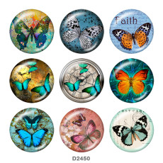 20MM butterfly Print glass snaps buttons