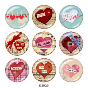 20MM love Print glass snaps buttons