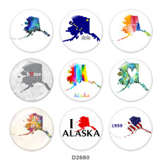 20MM Map Print glass snaps buttons