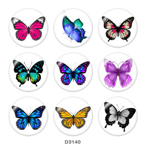 20MM butterfly Print glass snaps buttons