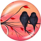 20MM bird Print glass snaps buttons