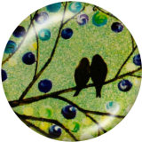 20MM bird Print glass snaps buttons