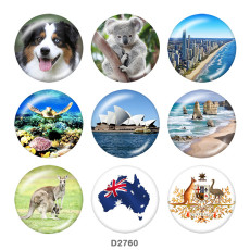 20MM Australia Print glass snaps buttons