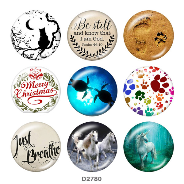 20MM animals Print glass snaps buttons